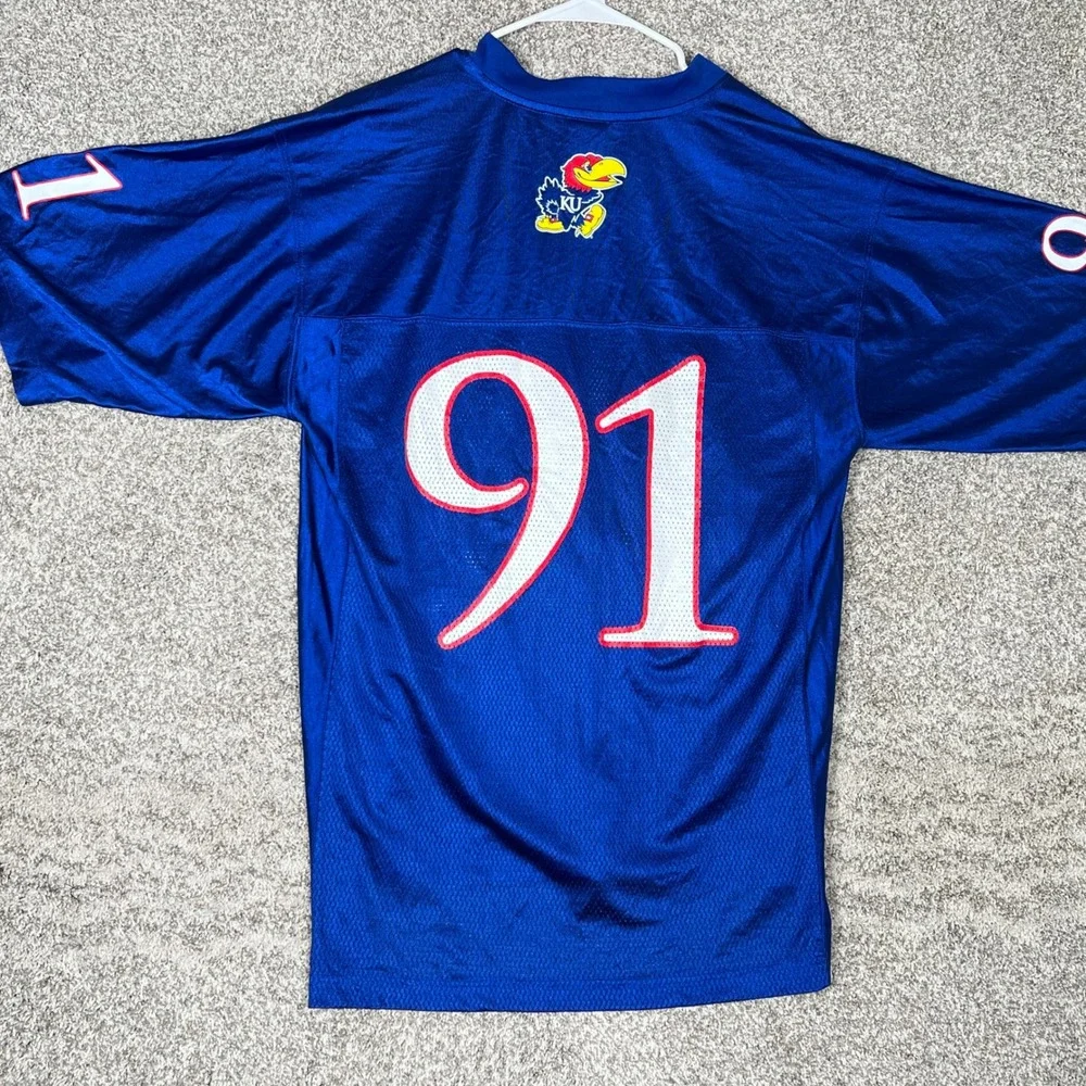Adidas Kansas Jayhawks Basketball Jersey Number 91 Blue Mens Size Medium
